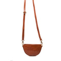 Brown Half Moon Crossbody Clutch Wristlet Eco Leather Tassel Bag
