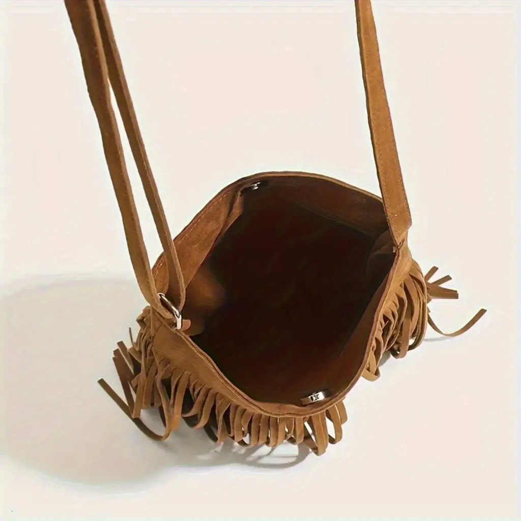 Fall Fashionista 3-Piece Set: Fringe Crossbody Bag + Cowboy Boot Earrings + Makeup Sponges