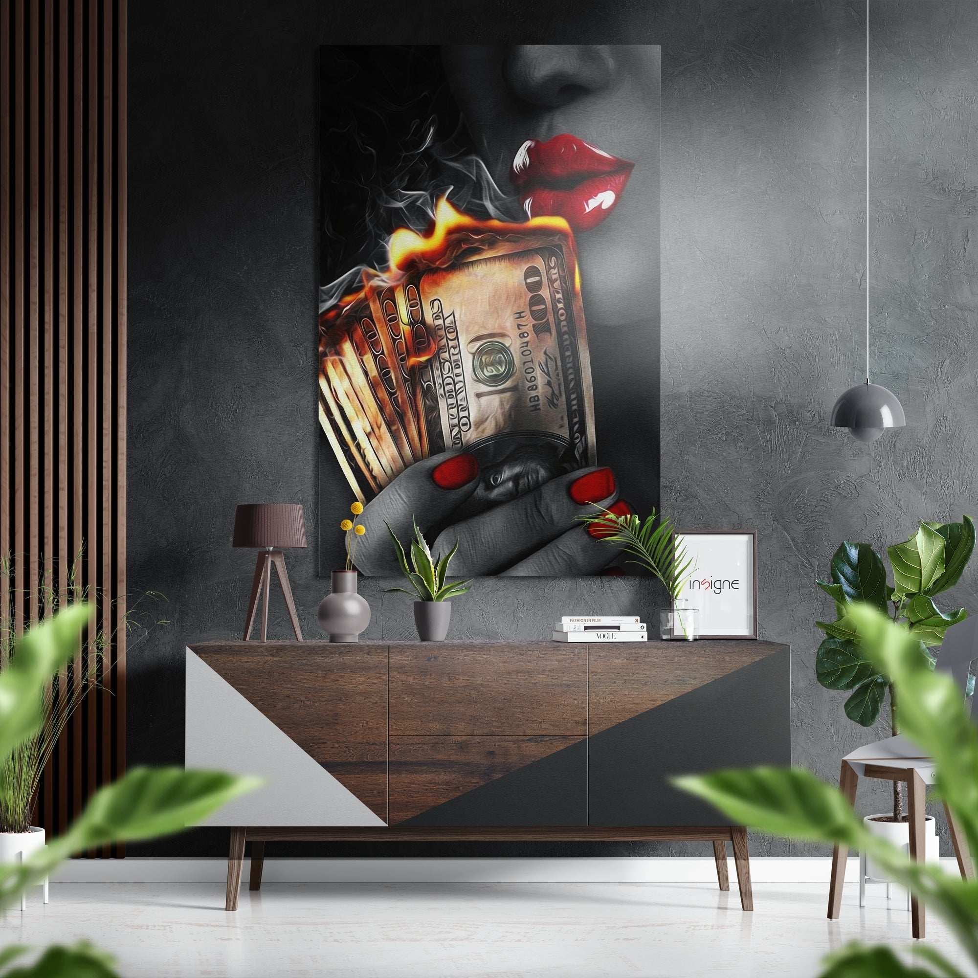 Money Brushed Aluminium Dibond Wall Art