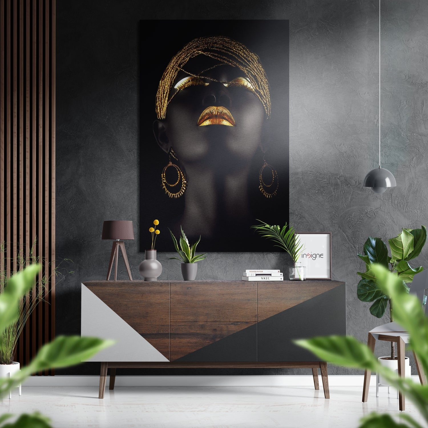 Golden Woman Brushed Aluminium Dibond Wall Art