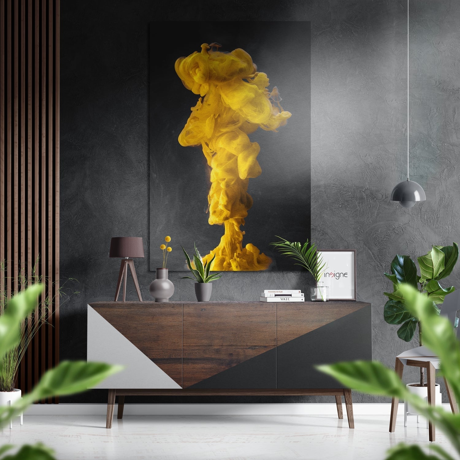 Yellow Smoke Brushed Aluminium Dibond Wall Art