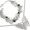 Butterfly Necklace And Bracelet Set Silver Plated Jewelry