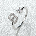 Popular Fashion Silvery AZ Letter Ring Initials Wedding Love Couple Rings Bridesmaid Gift