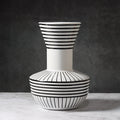 Black And White Striped Geometric Ceramic Vase Flower Ornaments