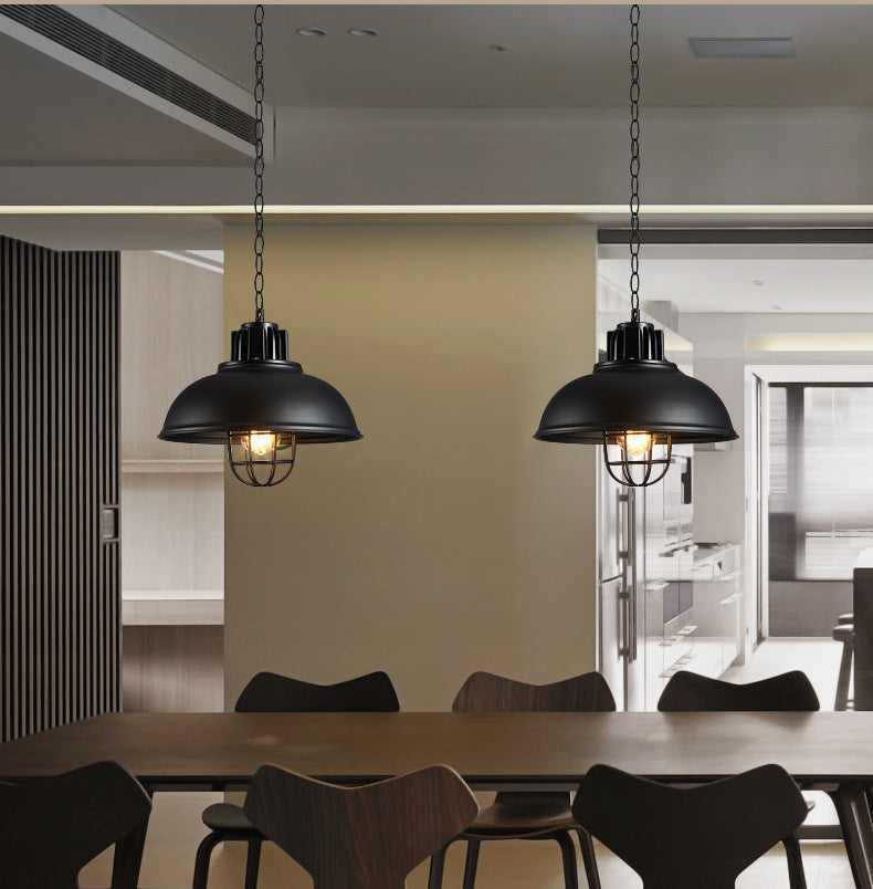 Retro Restaurant Restaurant Dining Table Single-head Iron Pot Cover Lampshade Chandelier