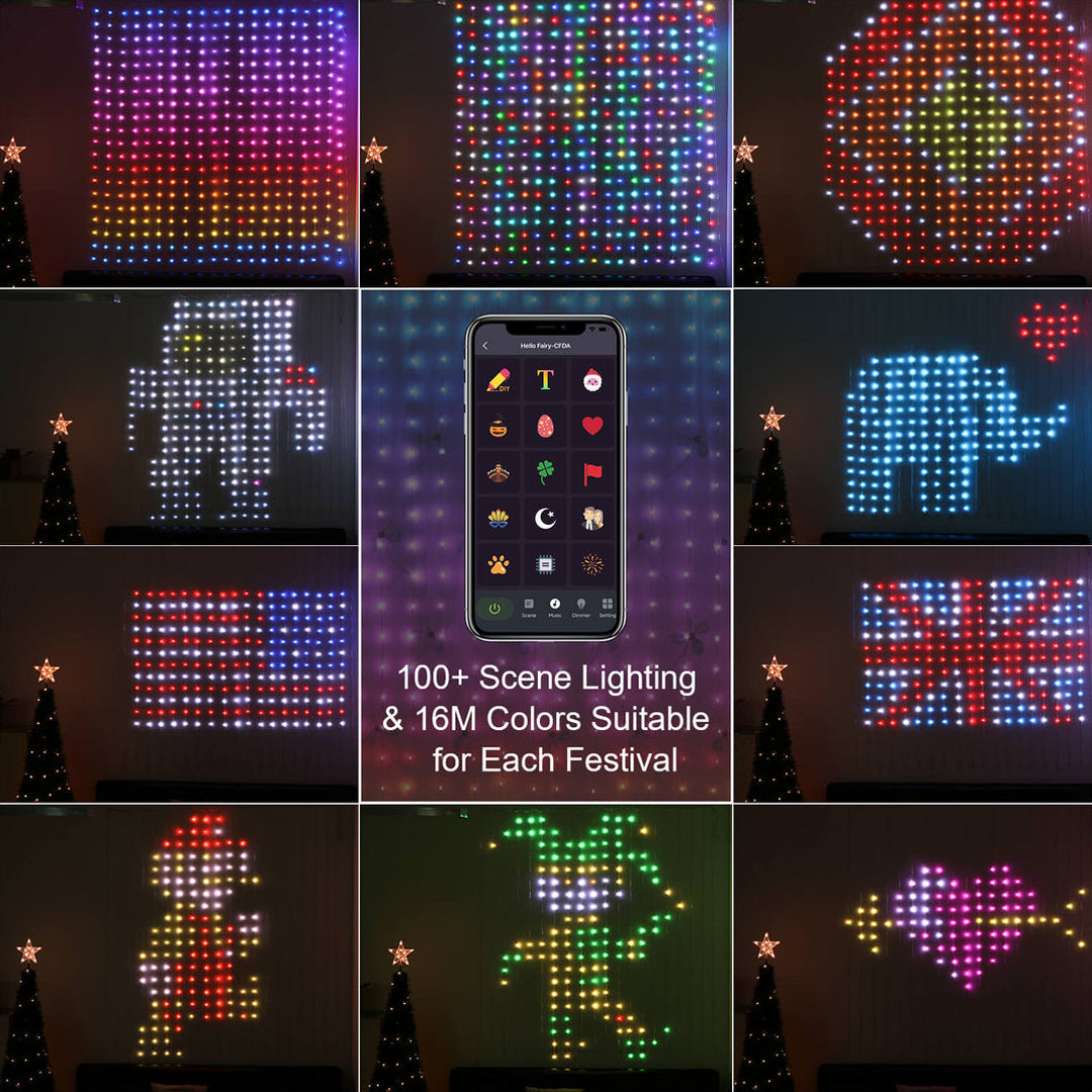 Smart Curtain Light RGB Phantom Color Dot Control Leather Wire Light Bluetooth DIY Programming Subtitle Light