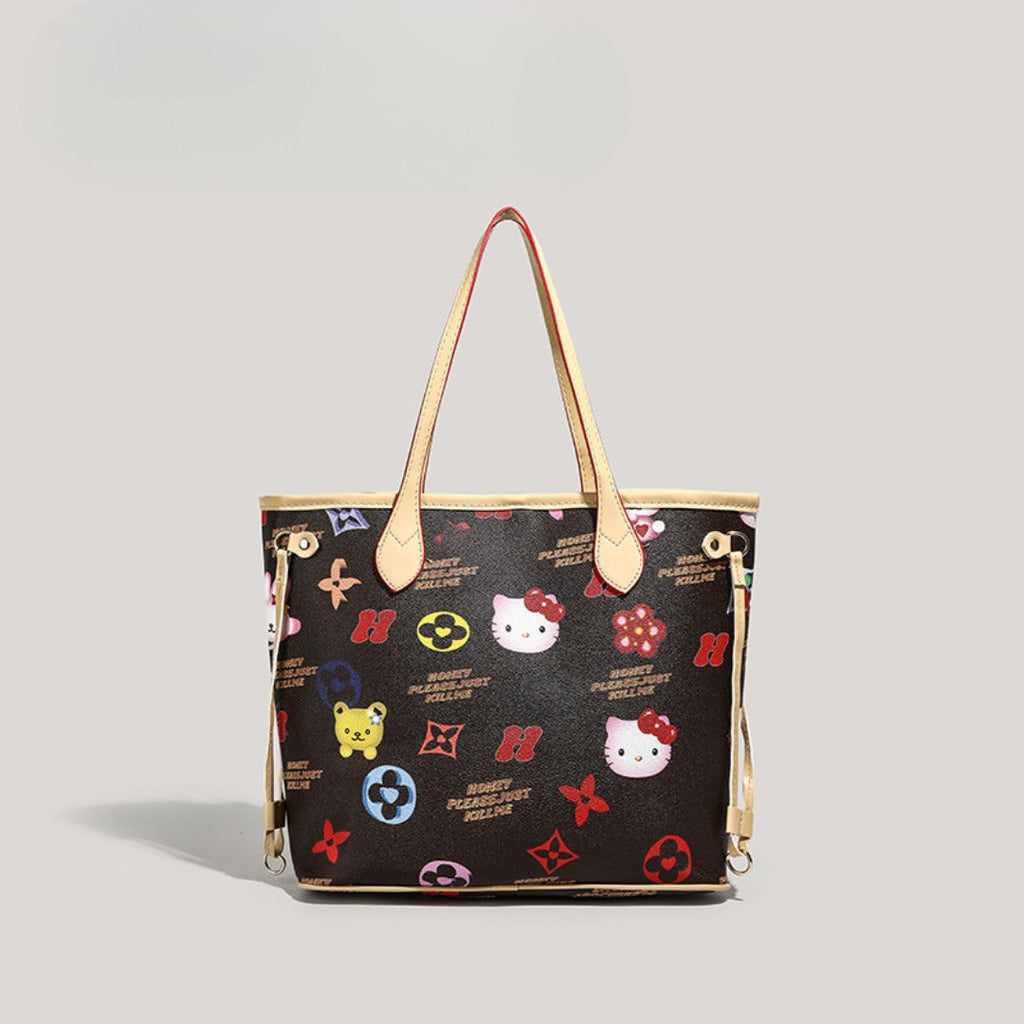 Cute large capacity tote bag, commuter cartoon versatile handbag for women, top handle purse