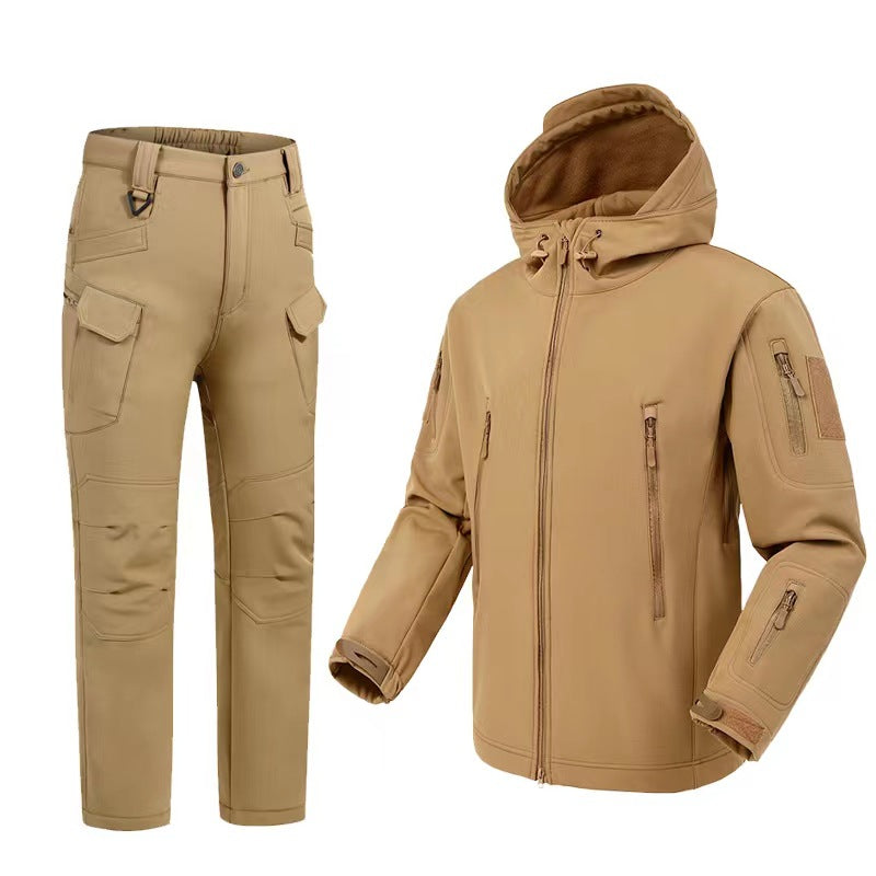 Soft Shell Shark Skin Windproof Waterproof Fleece-lined Camouflage Jacket For Men