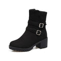 Belt Buckle Round Head Side Zipper Warm Small Size 40-45 Low Boots