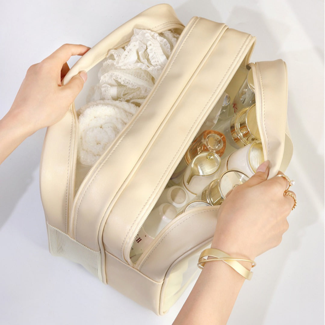 Premium Makeup Bag – Large-Capacity Cosmetic Bag for Women, Wet & Dry Separation Beach Bag, Travel-Friendly Swimsuit Wash Storage Bag