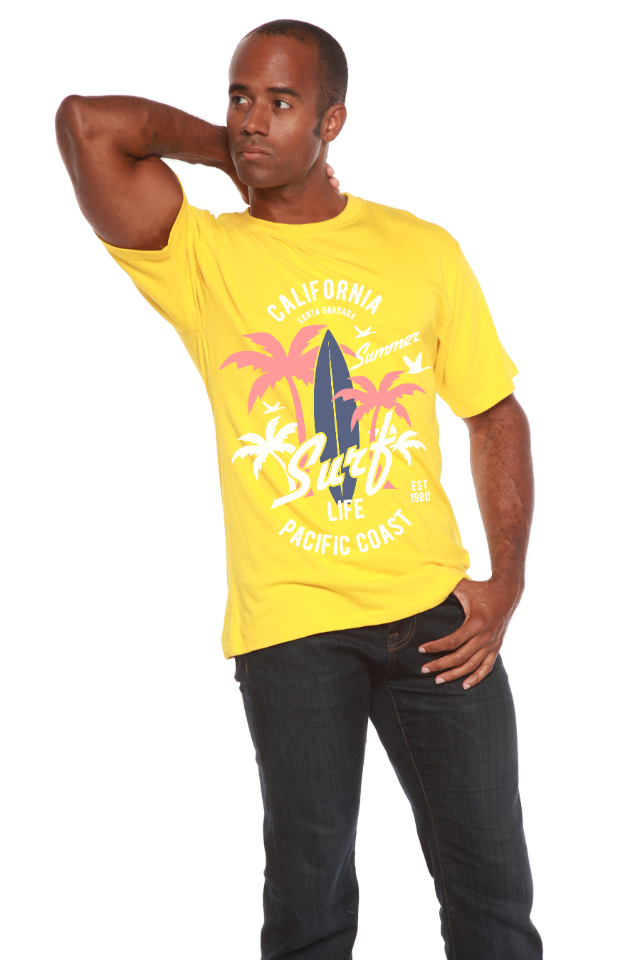 California Surf Men's Bamboo Viscose/Organic Cotton Short Sleeve Graphic T-Shirt