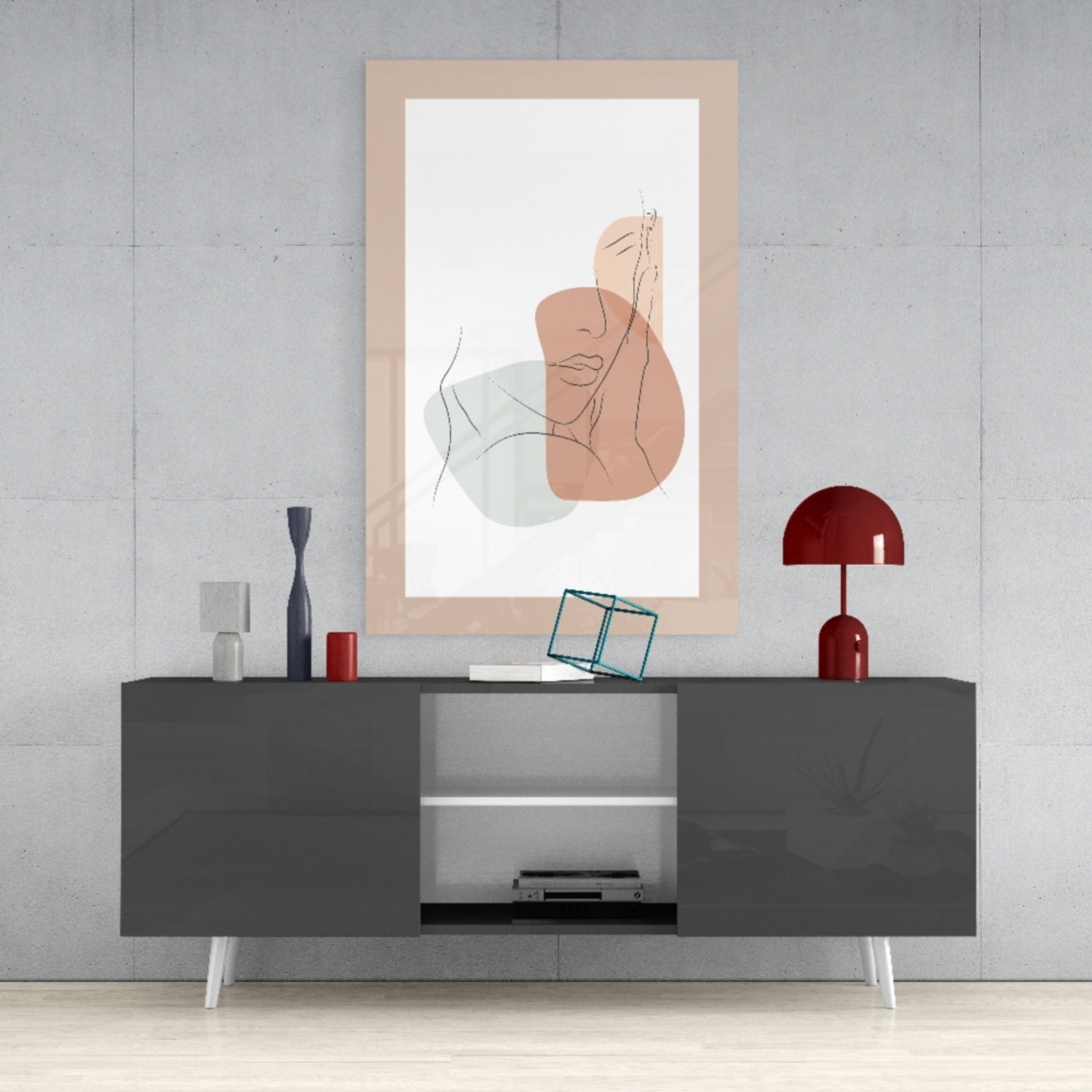 Abstract Shapes Glass Wall Art