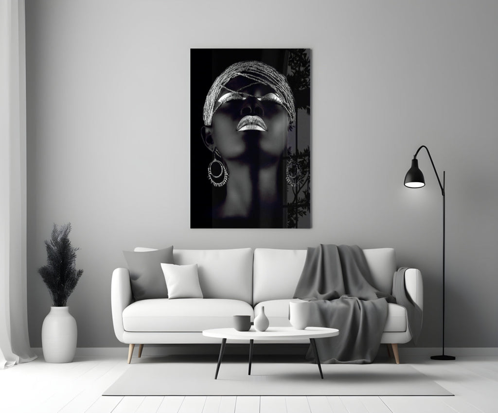 Silver Woman Glass Wall Art