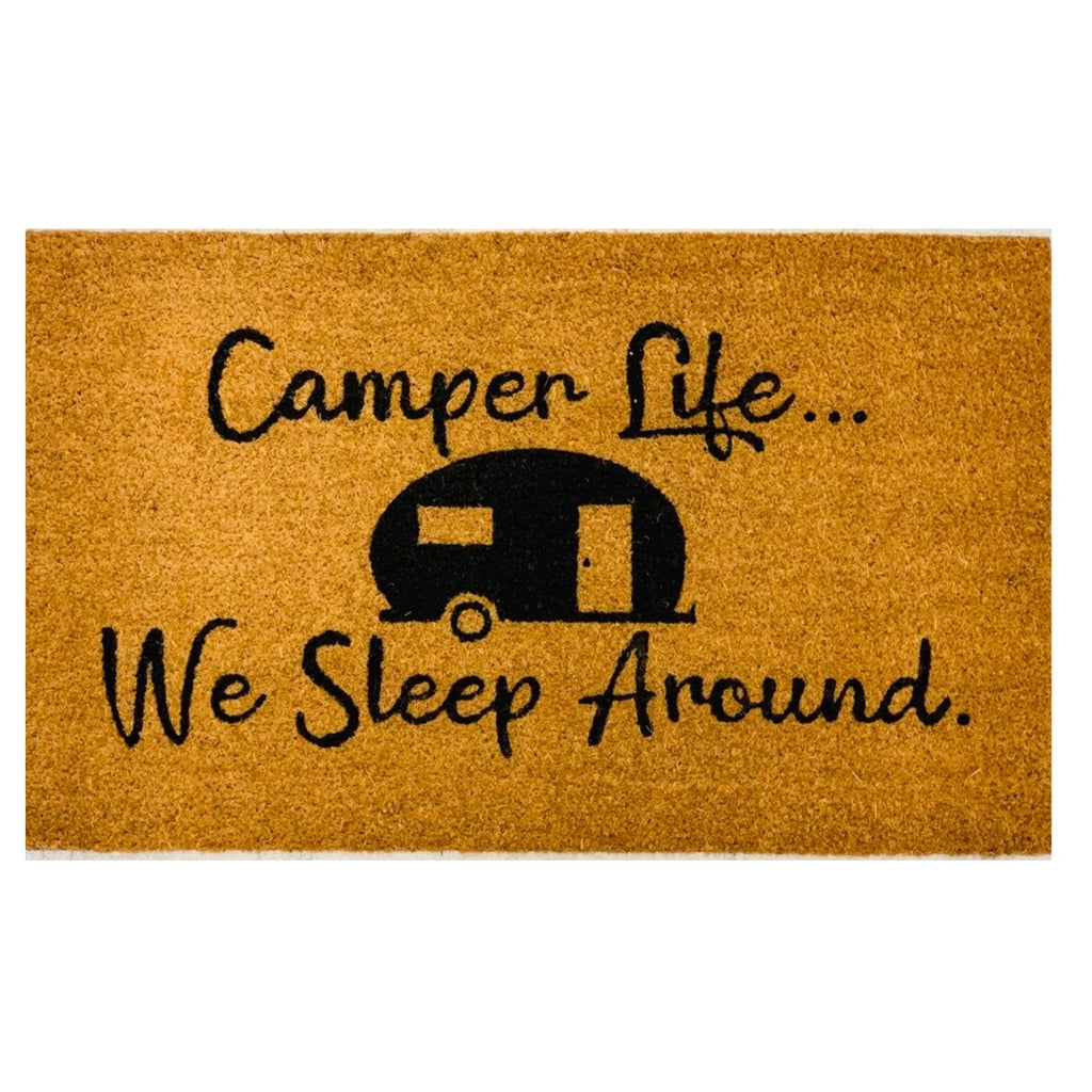 Camper Life Funny Doormat We Sleep Around Outdoor Welcome Mat For RV Tent Cabin Porch