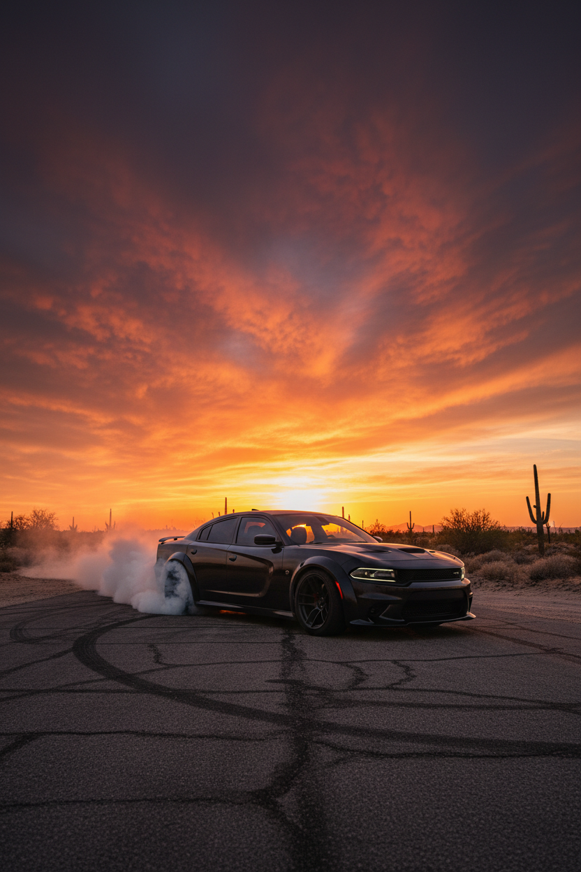 Charger Desert Sunset Portrait