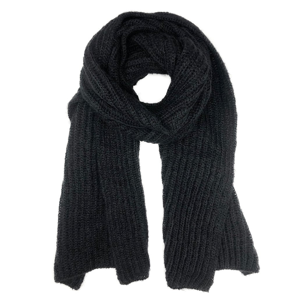 Chunky Black Alpaca Scarf Oversized Unisex Knit Warm Winter Wrap Long Soft Luxury Layering