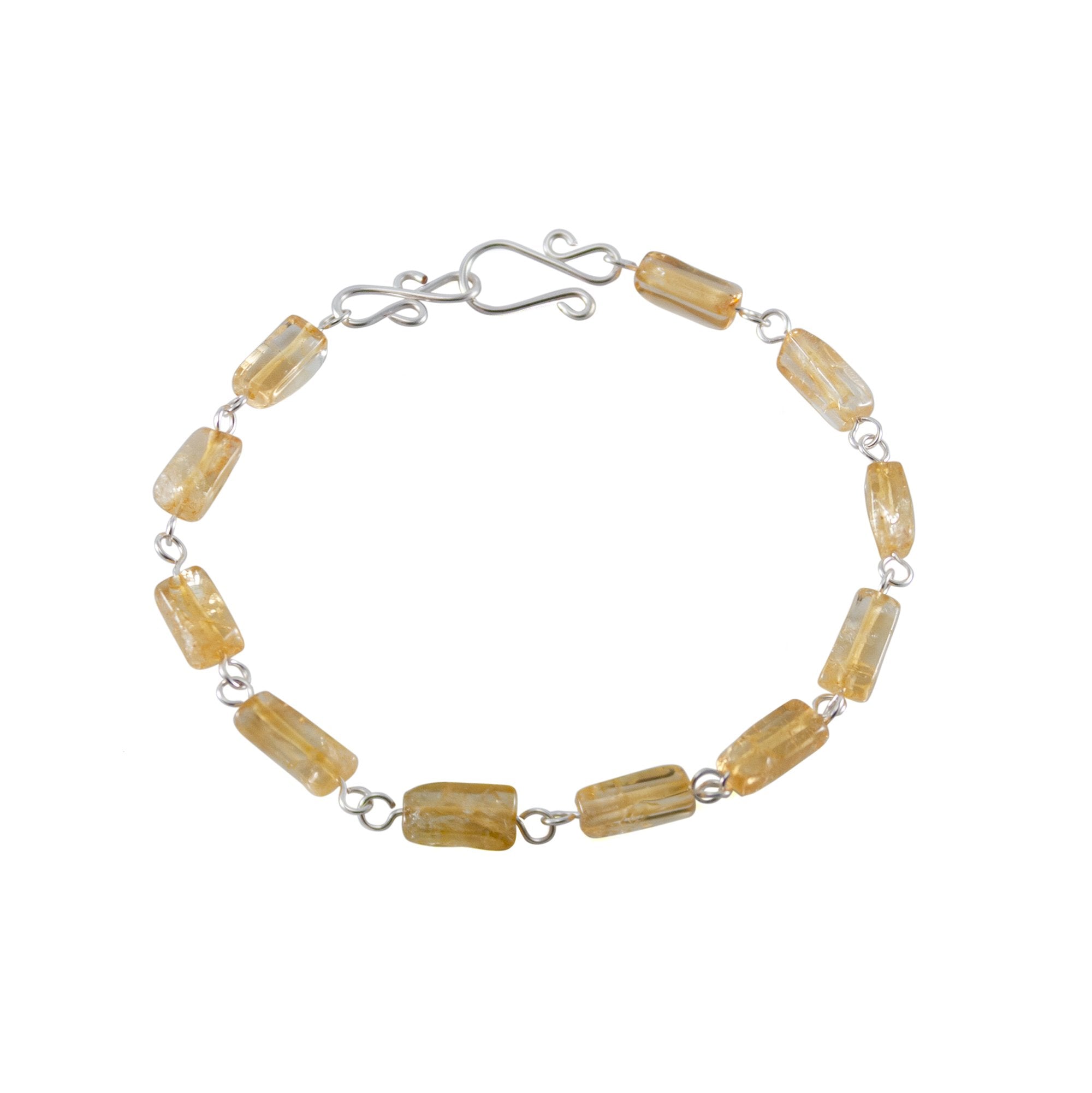 Citrine Sterling Silver Bracelet Natural Gemstone Handmade