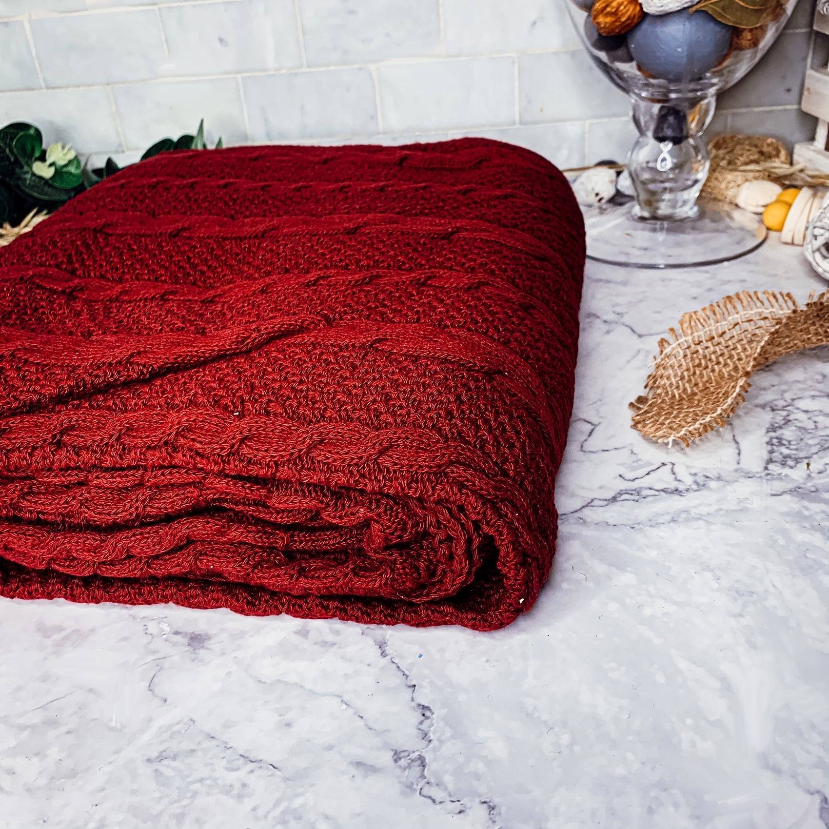 Claret Knit Sweater Throw Lightweight Cozy Blanket For Couch Bed