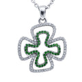 Clover Pendant Necklace With Green Crystal Accents Sparkle