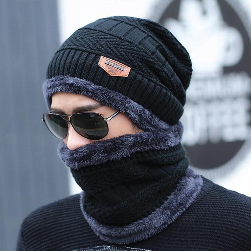 Coral Fleece Scarf Winter Hat Soft Men Beanie Warm Hat Knit Letter Double Layer Cap Gorgas Bonnet Knitted Hat Set Outdoor Sport Warm Beanies Hat For Men Knitted Hats Bandana Hiking Camping Kid Neck Warmer Cap