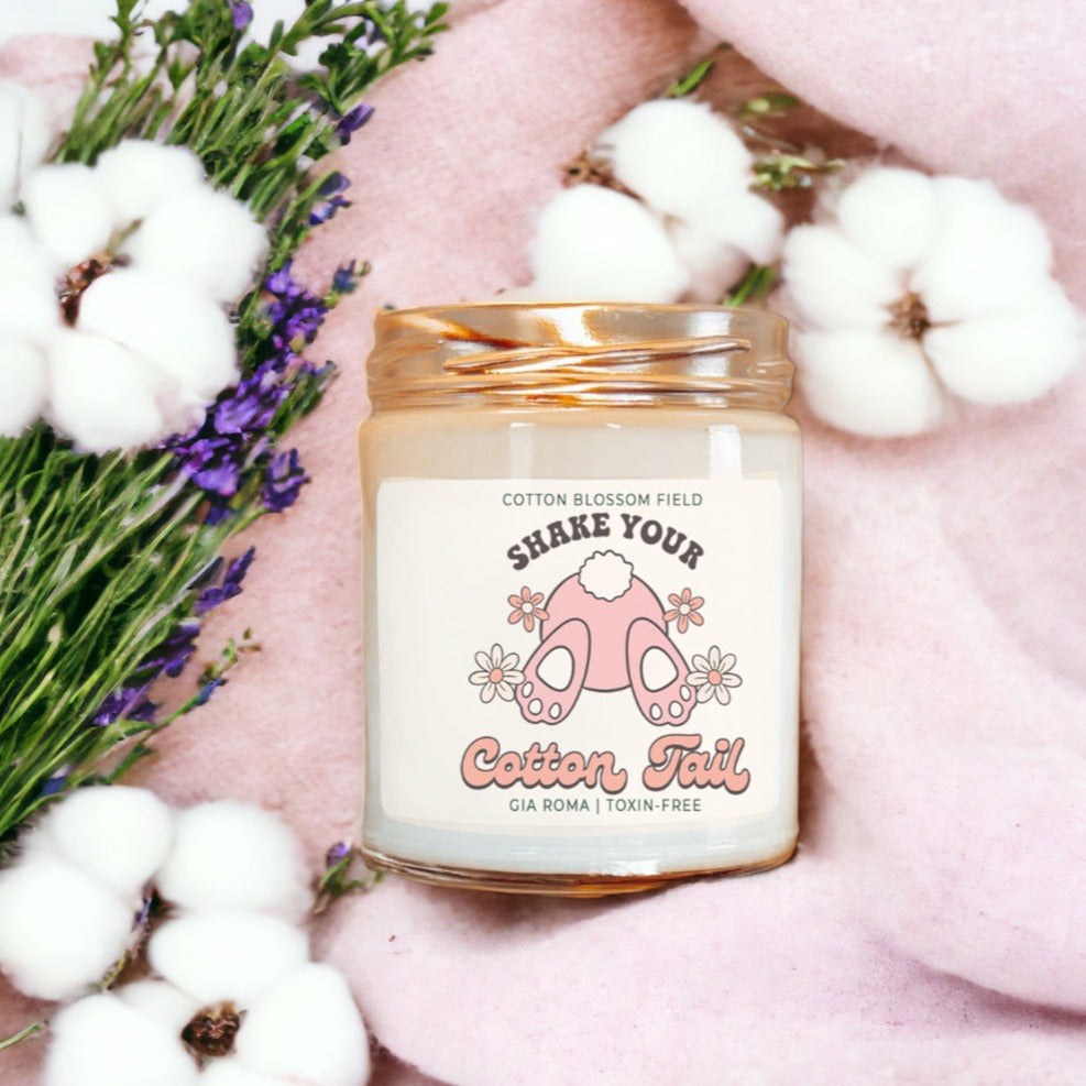 Cotton Blossom Candle - Fresh Lavender Cotton Scented Soy Candle, Home Spa