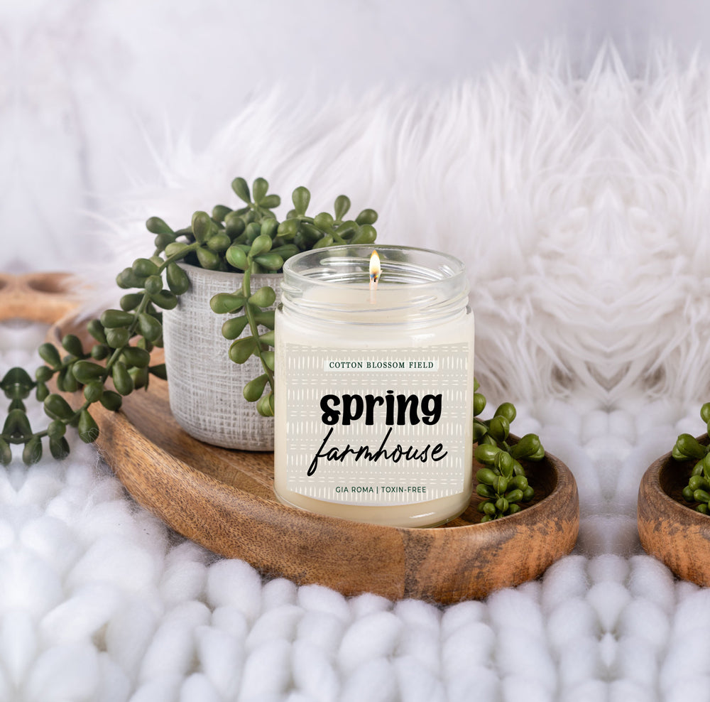 Cotton Blossom Soy Candle Fresh Lavender Cotton Spa Scent For Home