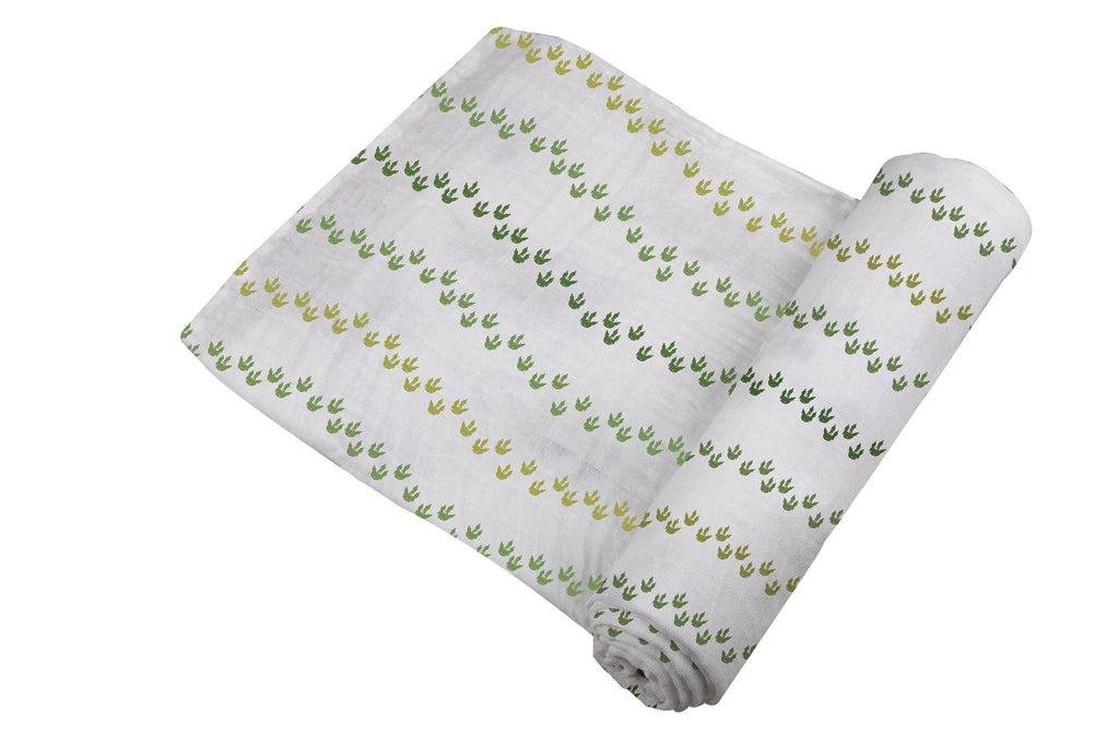 Cotton Muslin Baby Swaddle Dino Feet Print Lightweight