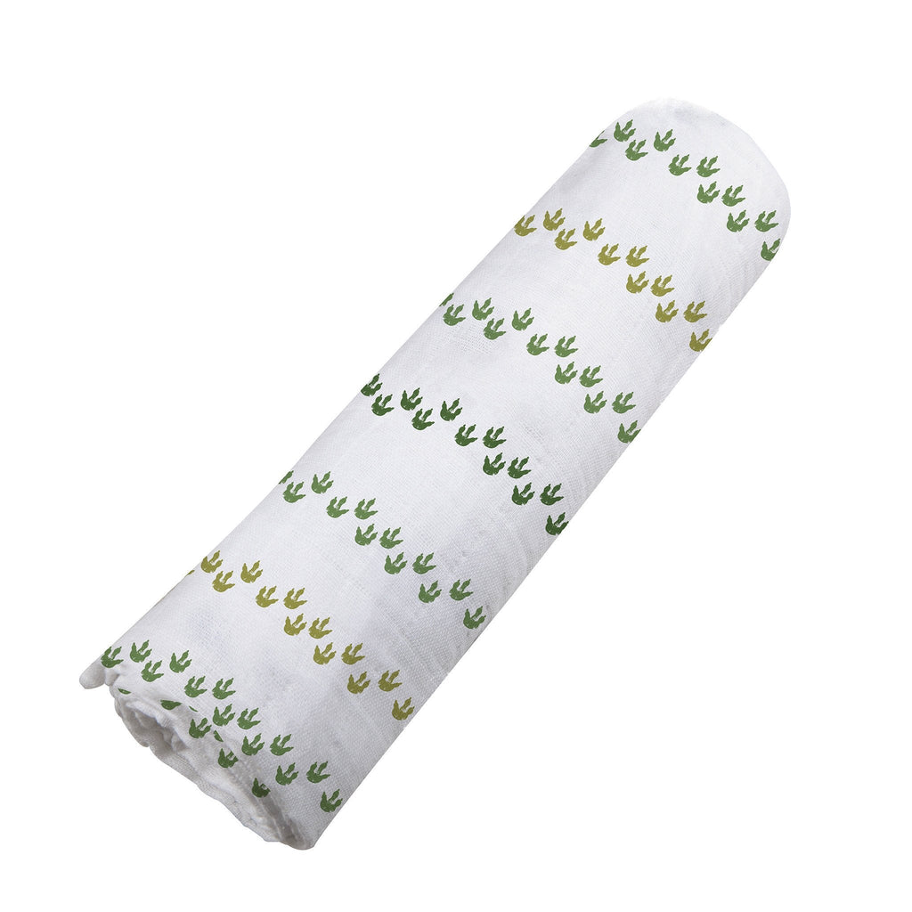 Cotton Muslin Baby Swaddle Dino Feet Print Lightweight
