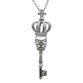 Crowned Skull Key Necklace Gothic Pendant Silver Chain