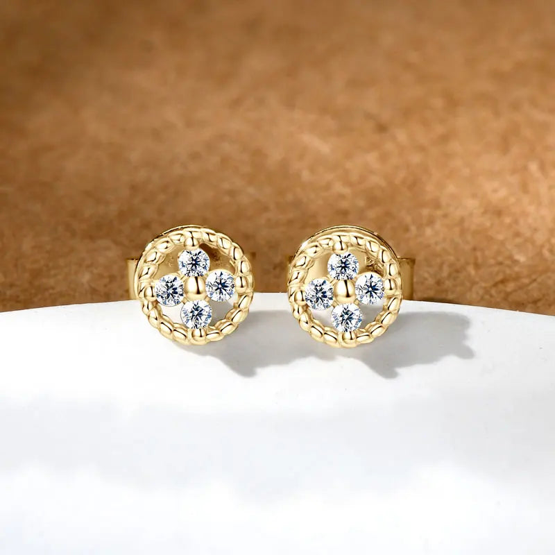 D-Color Moissanite Round Stud Earrings 925 Sterling Silver For Women Party