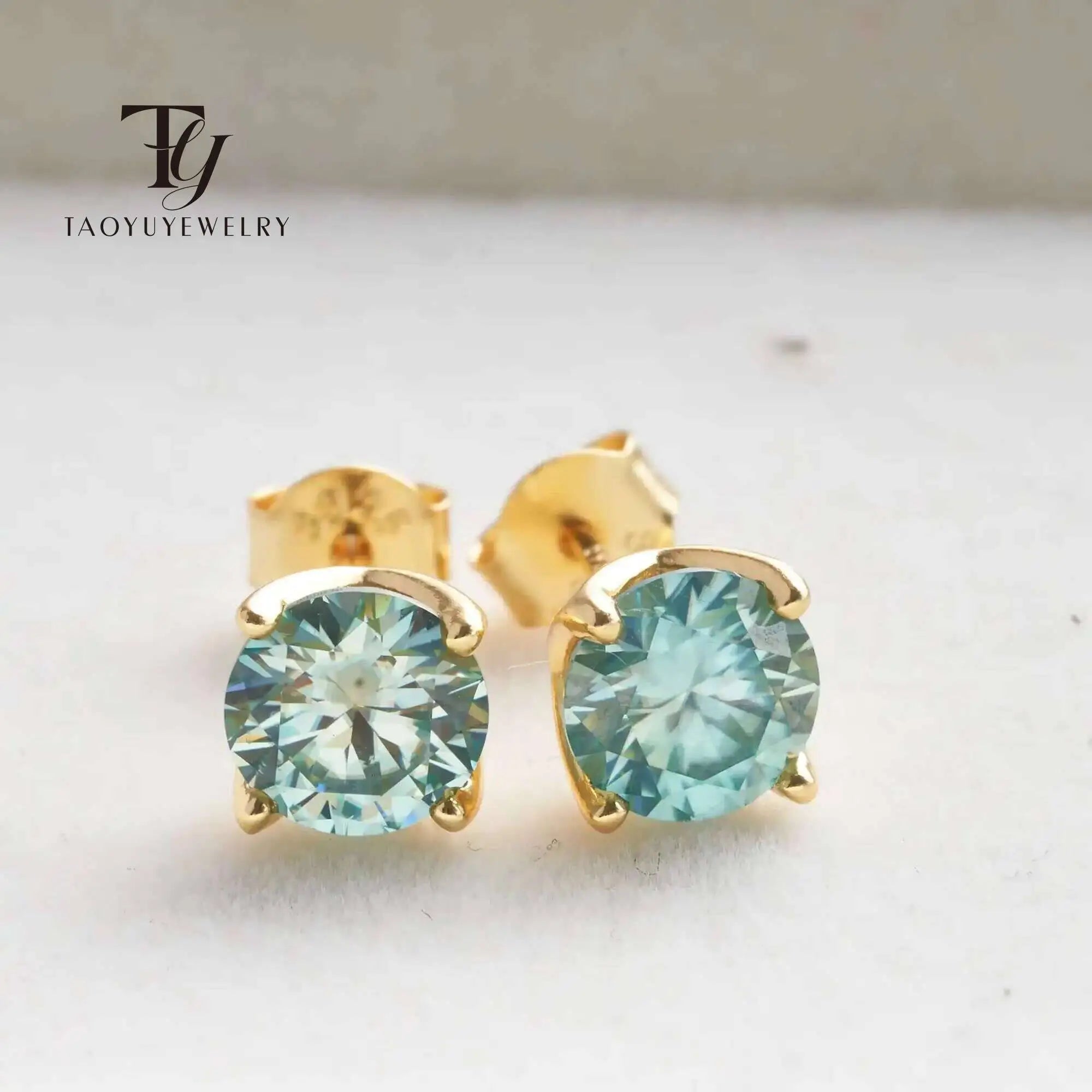 D Color Moissanite Stud Earrings 925 Sterling Silver 18K Gold Plated for Women