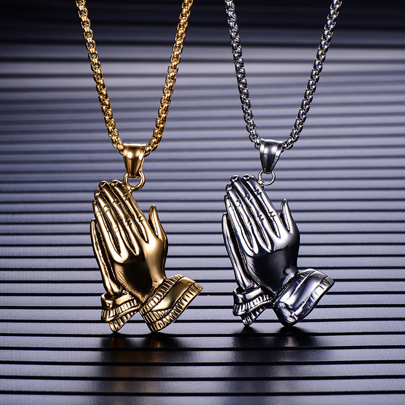 Men's Double-handed Titanium Steel Necklace Personalized Stainless Steel