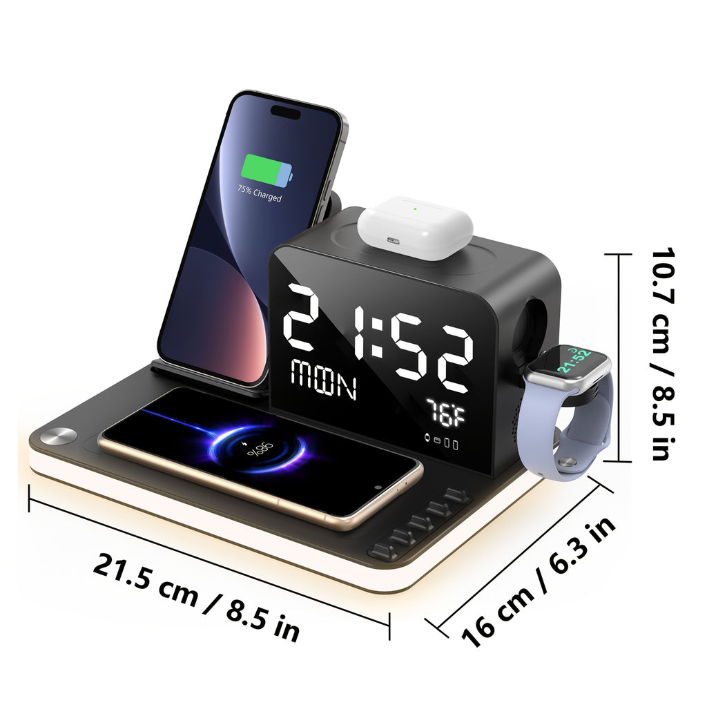 NNETM 7-in-1 Wireless Charging Station with Night Light