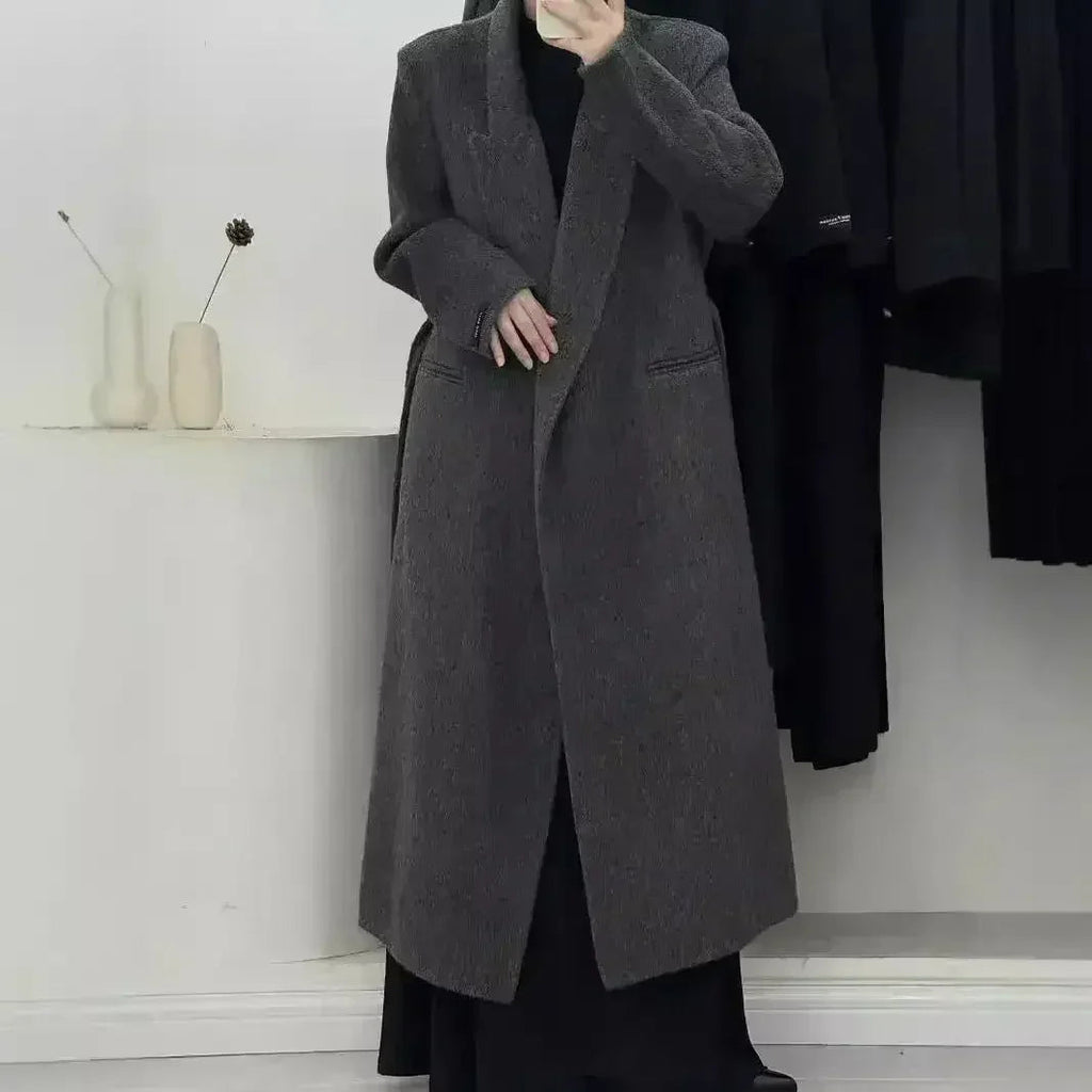 Angora Red Women's Loose Double-Sided Wool Overcoat – Elegant & Cozy