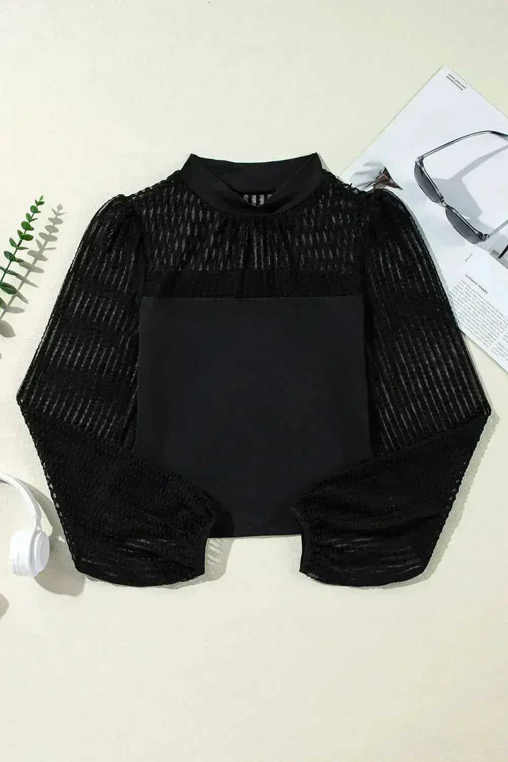 Mock Neck Long Sleeve Blouse - Stylish & Trendy Blouse