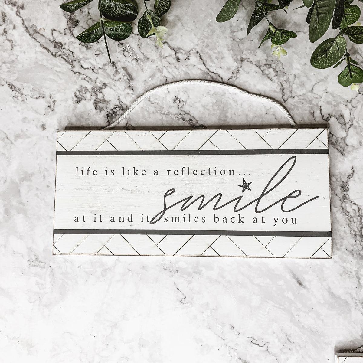 Smile Beach Wooden Wall Sign 11x5 Coastal Starfish Decor Modern Geometric