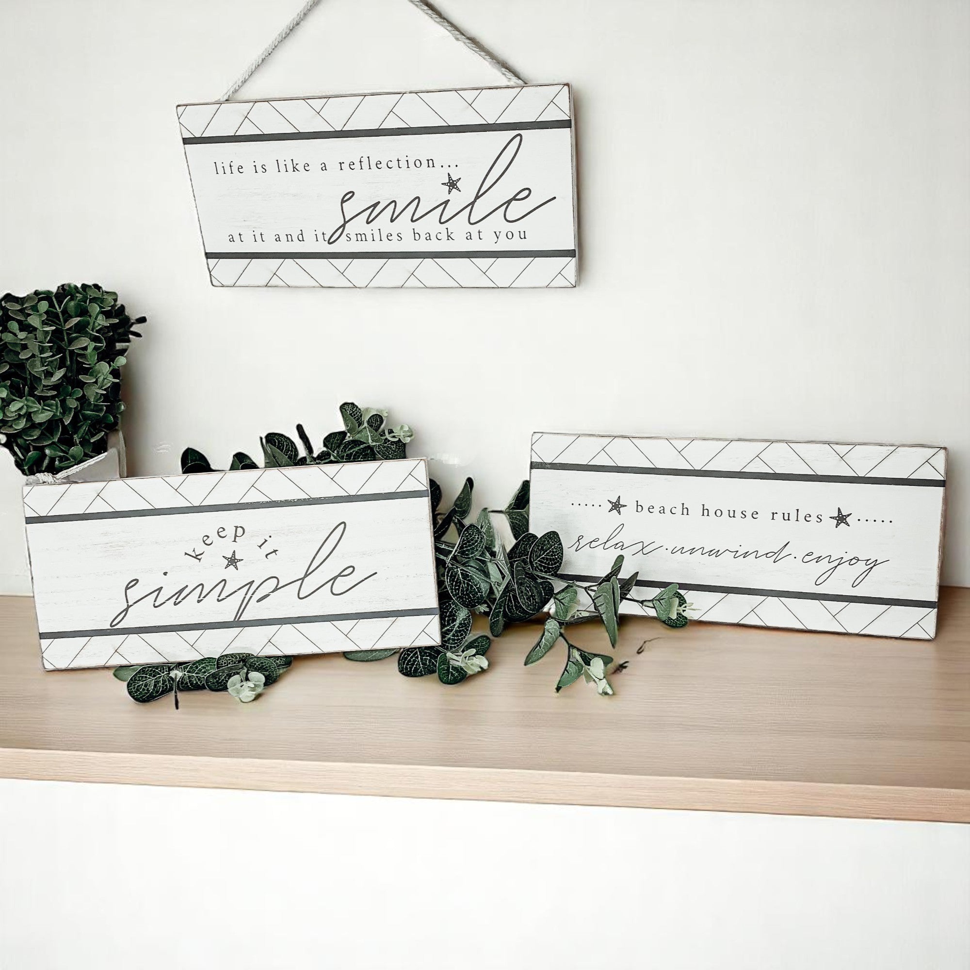 Keep It Simple Summer Sign 11x5 Wooden Beach Wall Decor Modern Coastal