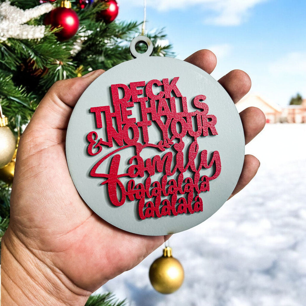 Deck The Halls 12 Colors Wooden Holiday Ornament With Cheeky Fa La La Lyrics And Rustic Finish