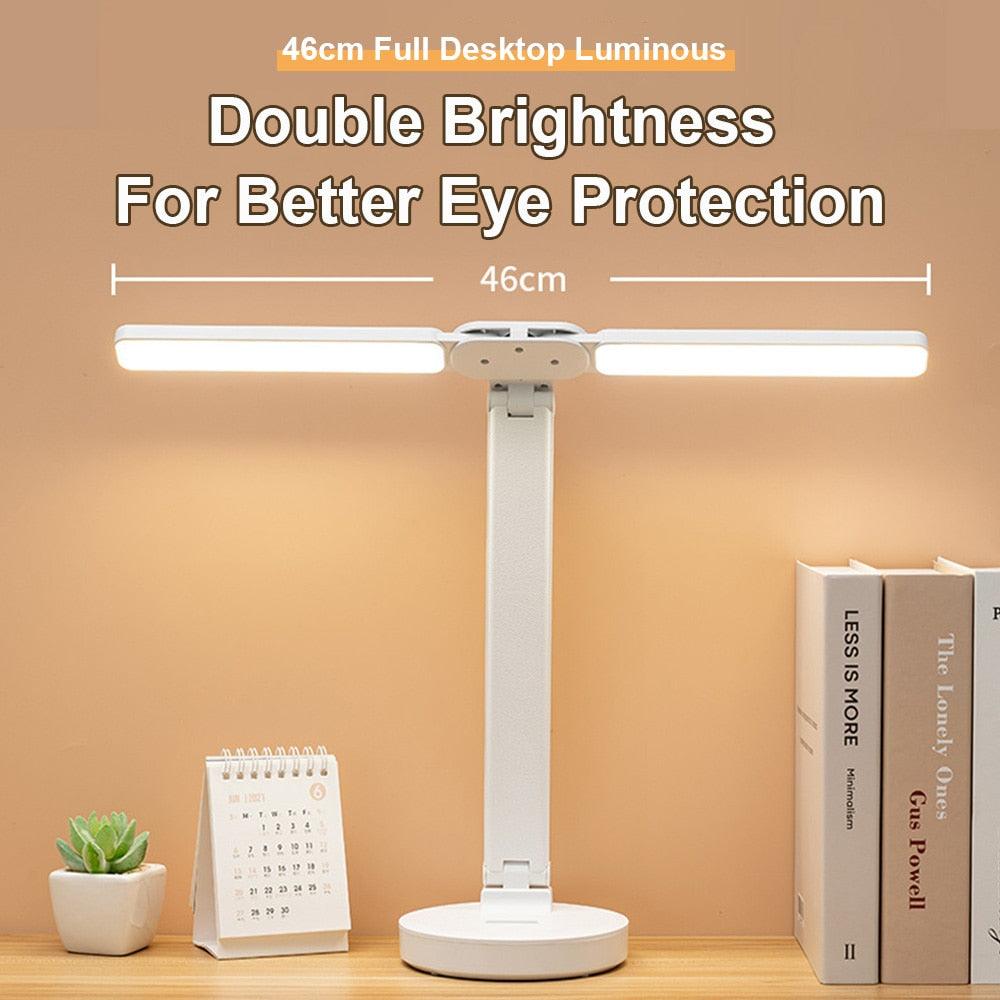 Double Lamp Cap Led Foldable Reading Lamp For Children's Mobile Phone Bracket Desk Study Light Free Shipping Bedroom Table Lamps Decorative Table Lamp Cute Study Lamps for Bedroom Décor