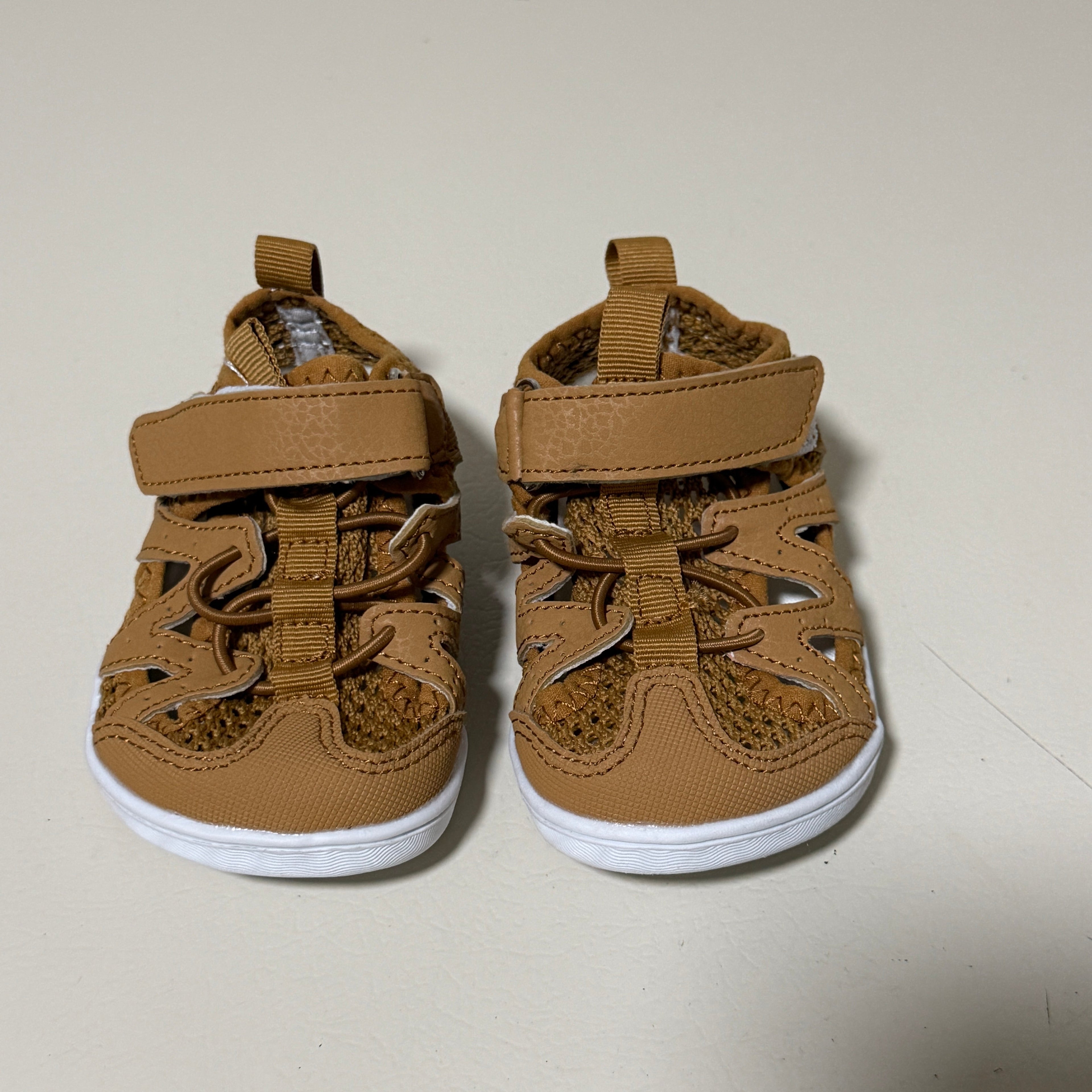 Baby/Toddler Water Sandals – Tan/Brown Mesh – Velcro Closure