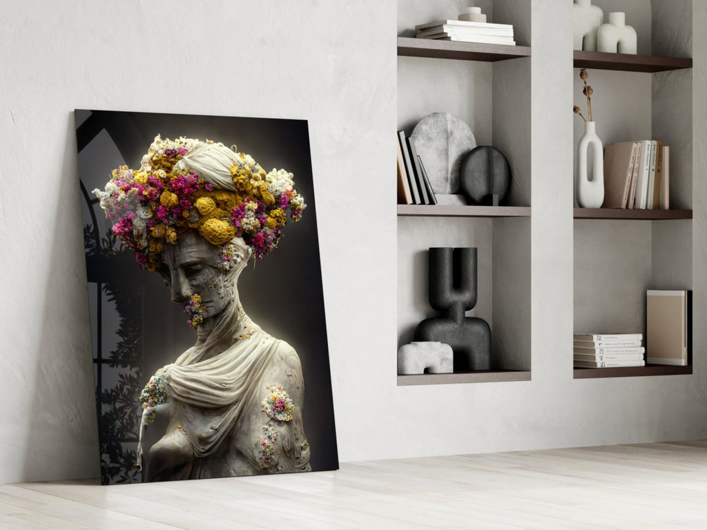 Abandoned Statue Glass Wall Art  || Designer Collection