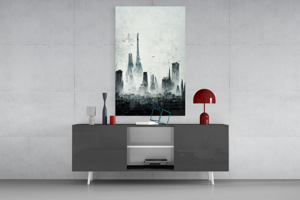 Old City Silhouette Glass Art  || Designer Collection