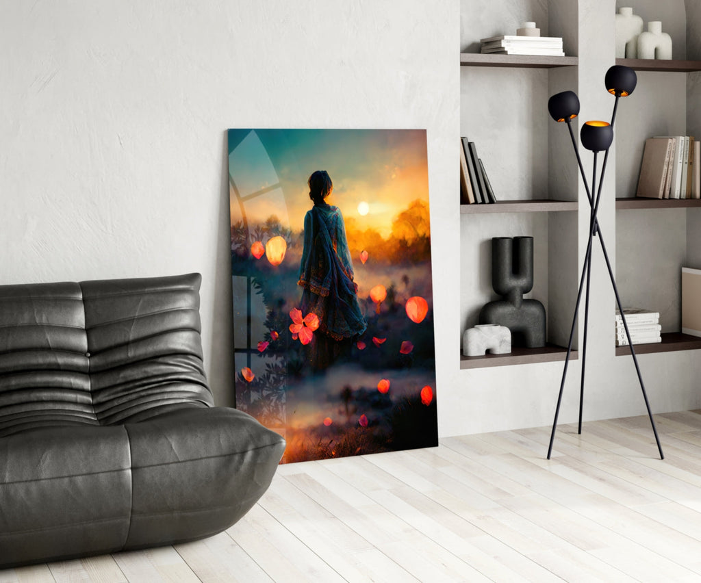 Towards Sunset Glass Wall Art || Designer Collection