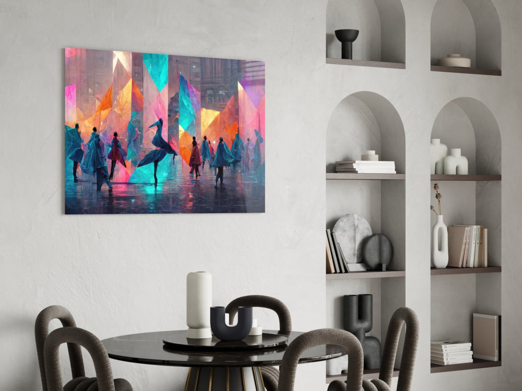 Cubic Walk Glass Wall Art  || Designers Collection