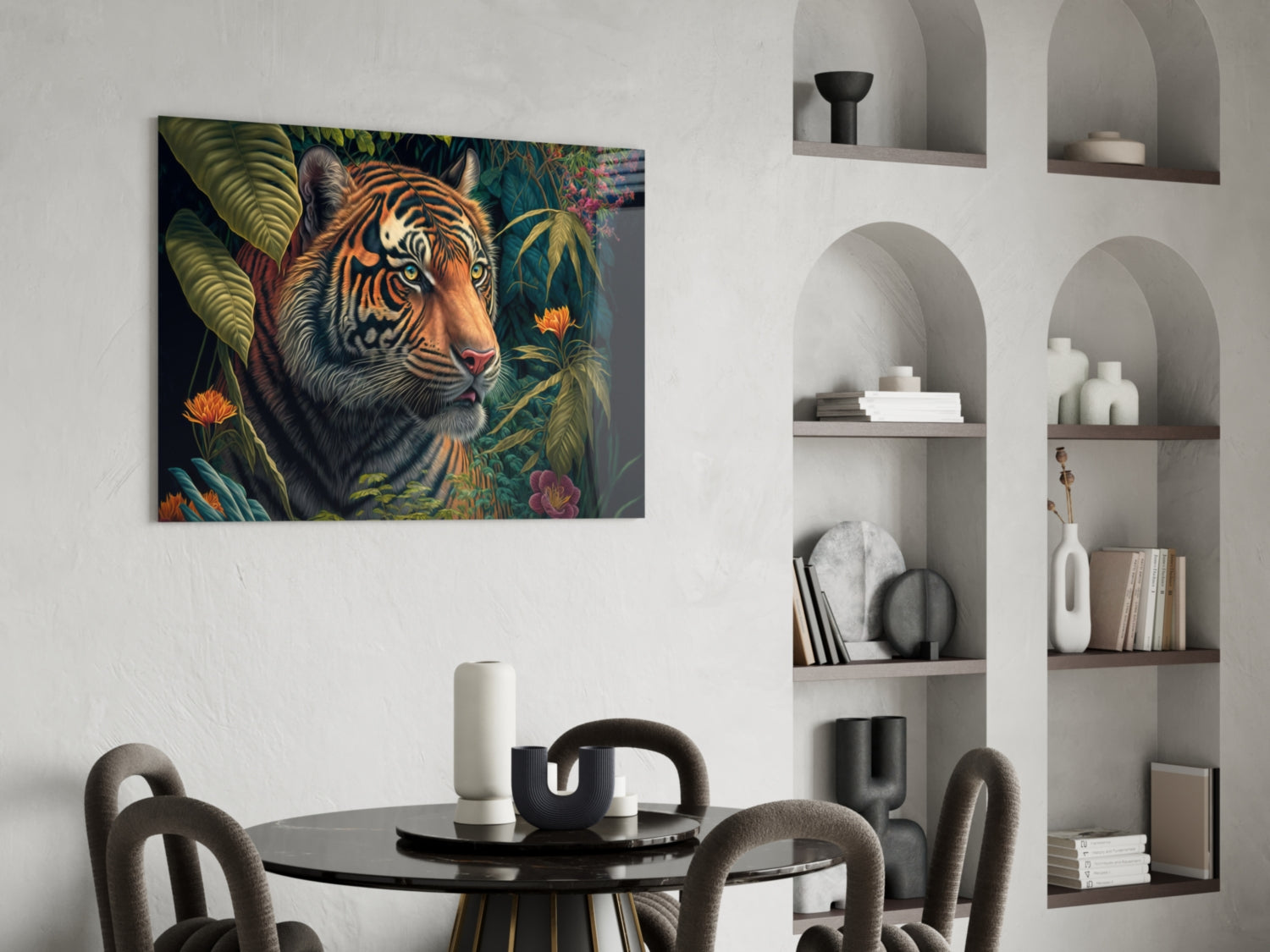 Trap Behind Flowers Glass Wall Art  || Designers Collection
