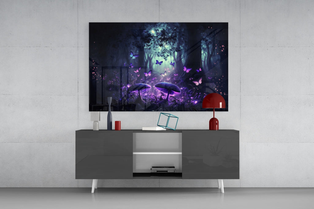 Mushrooms' Love Glass Wall Art  || Designer Collection