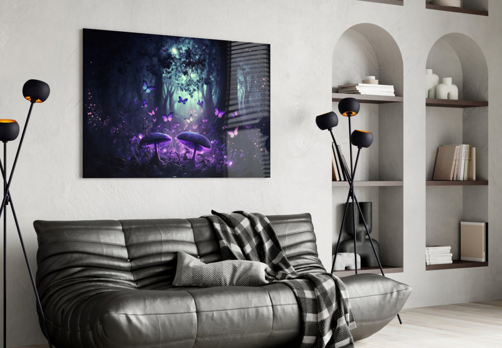 Mushrooms' Love Glass Wall Art  || Designer Collection