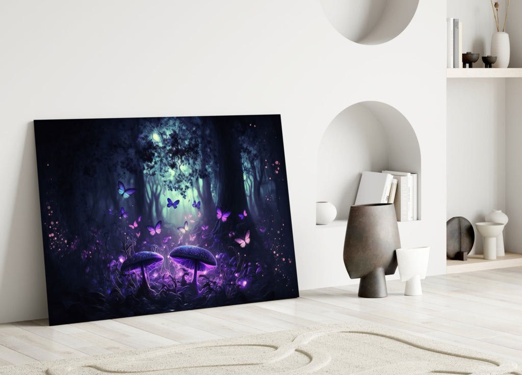 Mushrooms' Love Glass Wall Art  || Designer Collection
