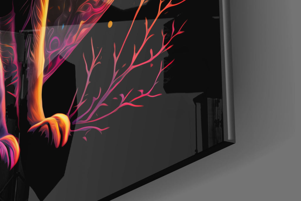 Moon Cat Glass Wall Art  || Designer Collection
