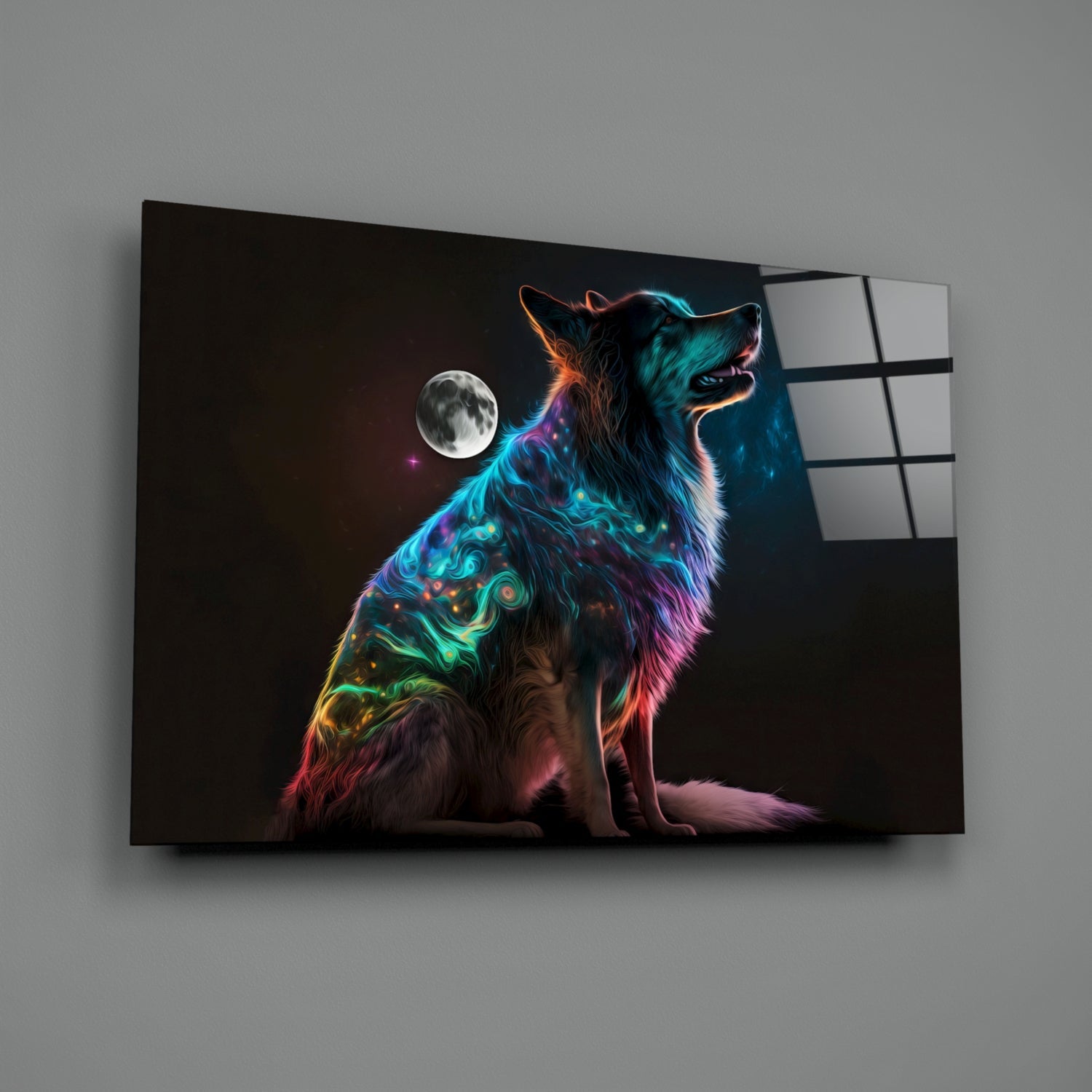 Space Dog Glass Wall Art  || Designer Collection